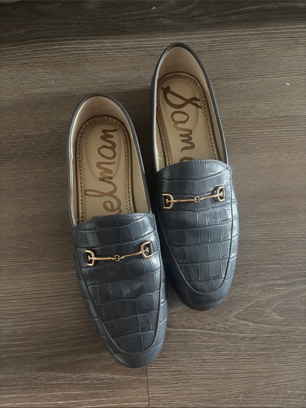 Sam Edelman Black Croc-Embossed Bit Loafers for Men